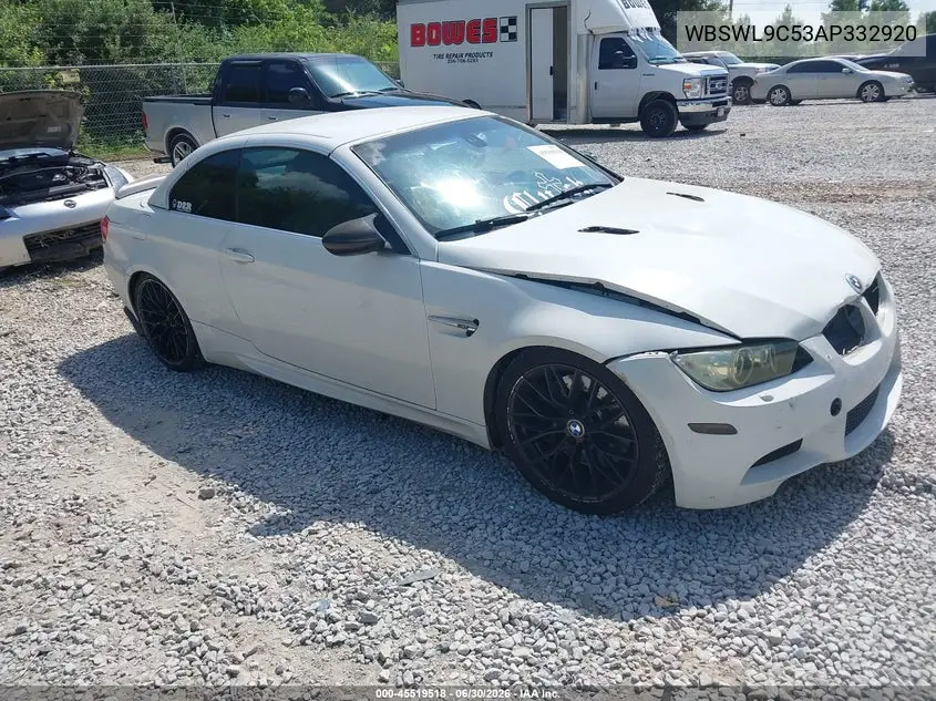 2010 BMW M3 VIN: WBSWL9C53AP332920 Lot: 45519518