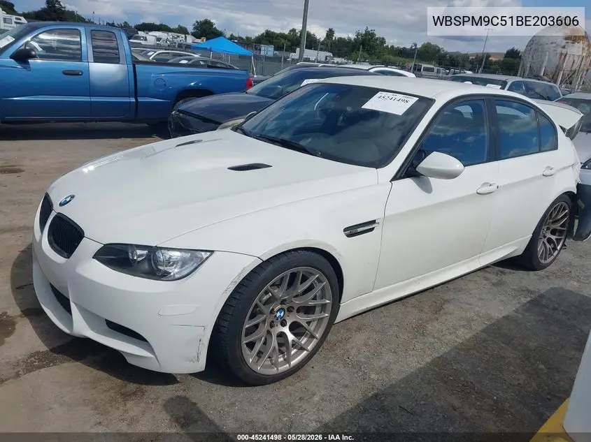 2011 BMW M3 VIN: WBSPM9C51BE203606 Lot: 45241498