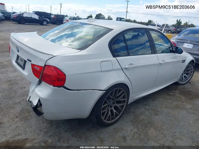 2011 BMW M3 VIN: WBSPM9C51BE203606 Lot: 45241498