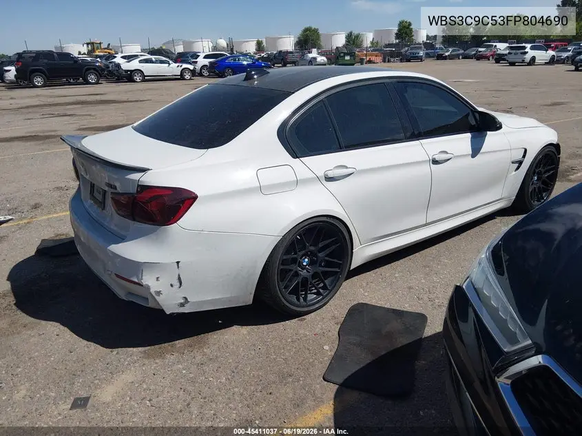 2015 BMW M3 VIN: WBS3C9C53FP804690 Lot: 45411037