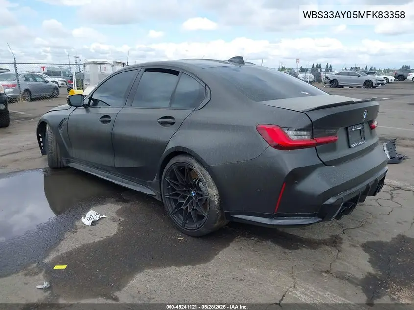 2021 BMW M3 Competition VIN: WBS33AY05MFK83358 Lot: 45241121