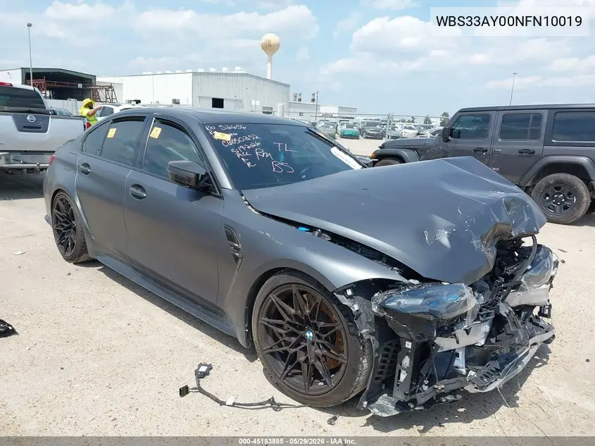 2022 BMW M3 Competition VIN: WBS33AY00NFN10019 Lot: 45183885