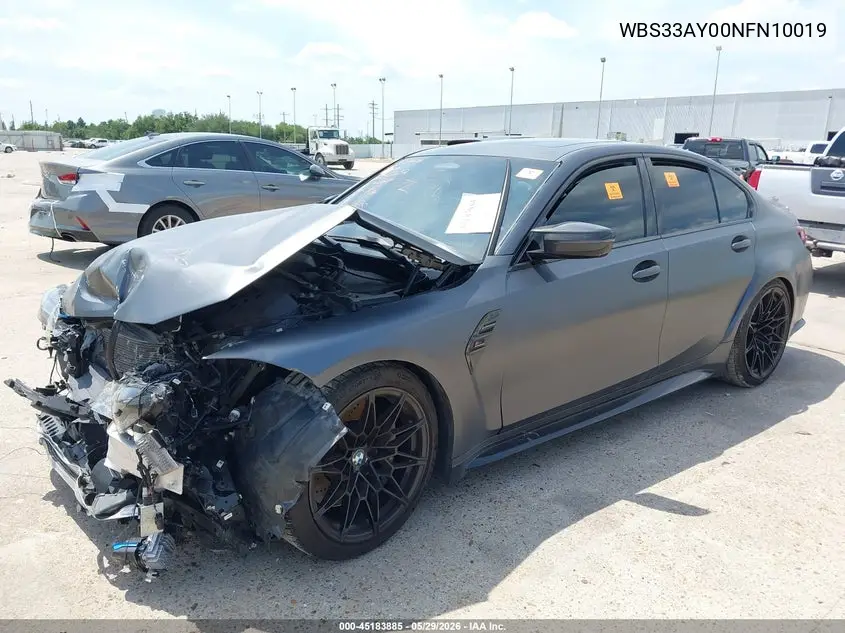 2022 BMW M3 Competition VIN: WBS33AY00NFN10019 Lot: 45183885