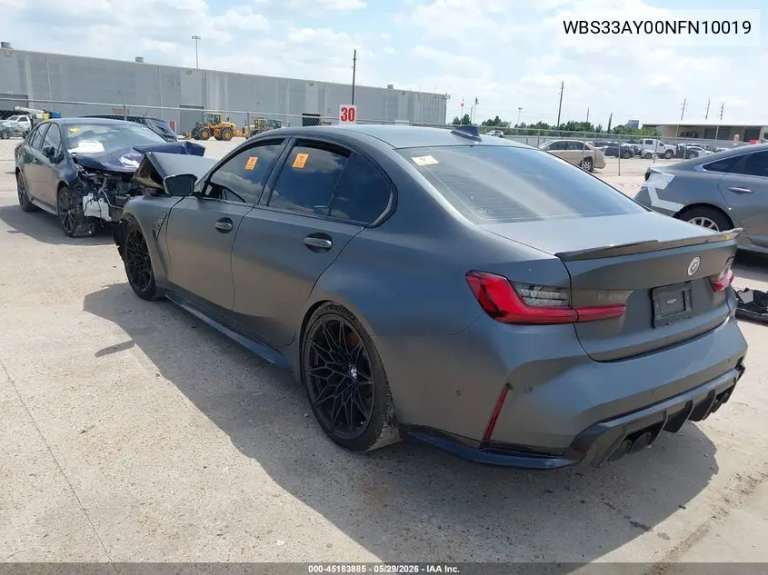 2022 BMW M3 Competition VIN: WBS33AY00NFN10019 Lot: 45183885