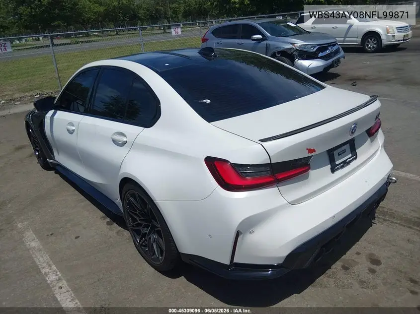 2022 BMW M3 Competition xDrive VIN: WBS43AY08NFL99871 Lot: 45309096