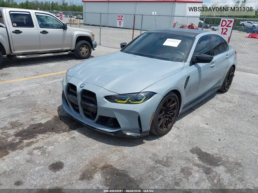 2022 BMW M3 Competition VIN: WBS33AY06NFM31308 Lot: 45520261
