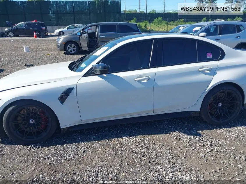 2023 BMW M3 Competition xDrive VIN: WBS43AY09PFN51563 Lot: 45231255