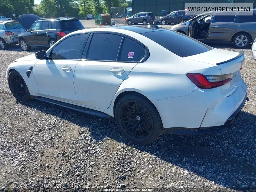 2023 BMW M3 Competition xDrive VIN: WBS43AY09PFN51563 Lot: 45231255