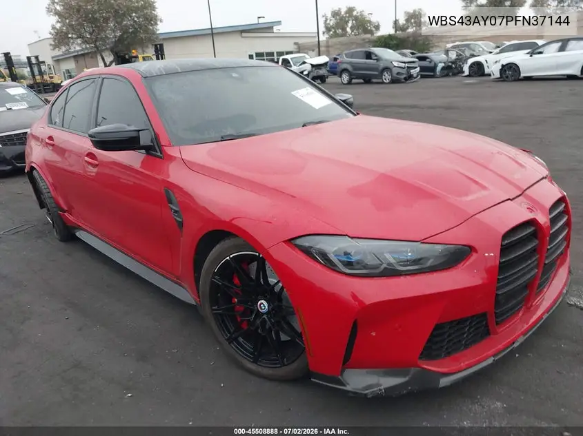 2023 BMW M3 Competition xDrive VIN: WBS43AY07PFN37144 Lot: 45508888