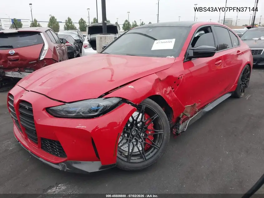 2023 BMW M3 Competition xDrive VIN: WBS43AY07PFN37144 Lot: 45508888