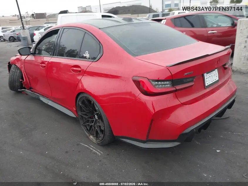 2023 BMW M3 Competition xDrive VIN: WBS43AY07PFN37144 Lot: 45508888