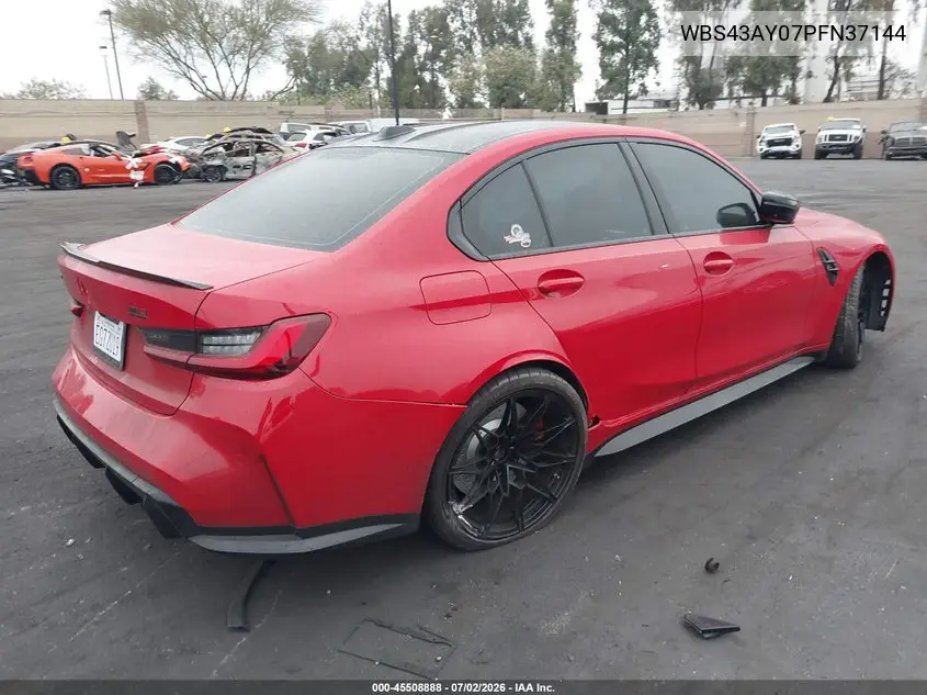 2023 BMW M3 Competition xDrive VIN: WBS43AY07PFN37144 Lot: 45508888
