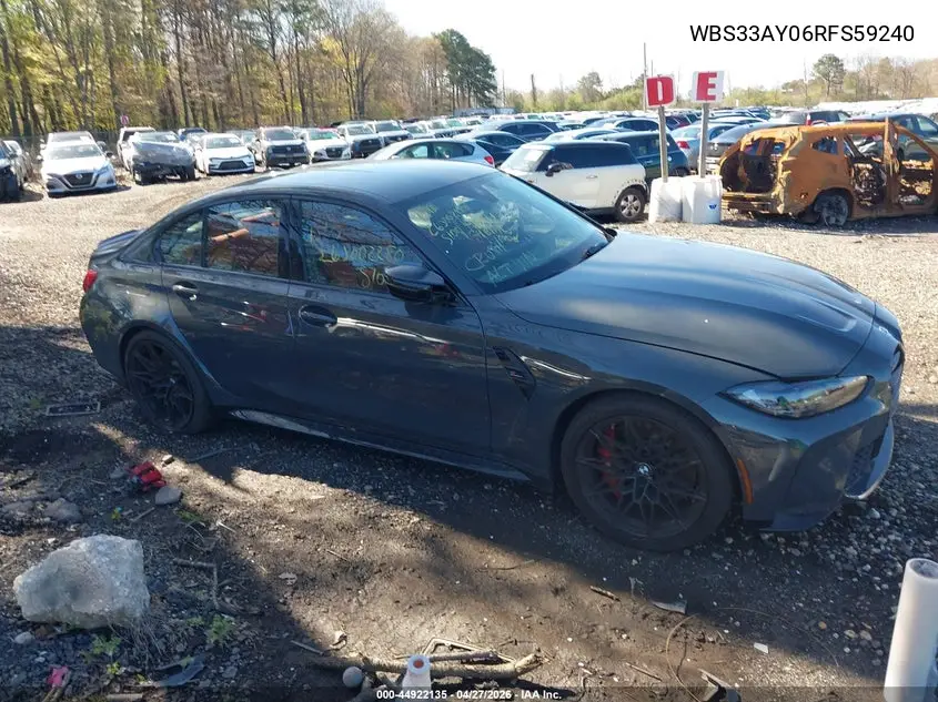 2024 BMW M3 Competition VIN: WBS33AY06RFS59240 Lot: 44922135