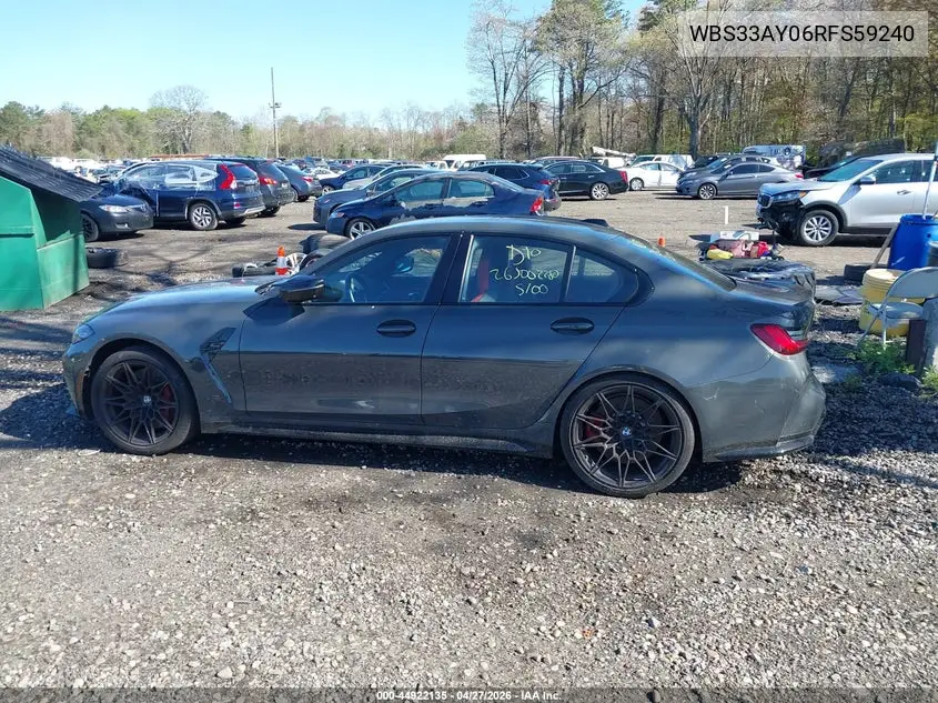 2024 BMW M3 Competition VIN: WBS33AY06RFS59240 Lot: 44922135