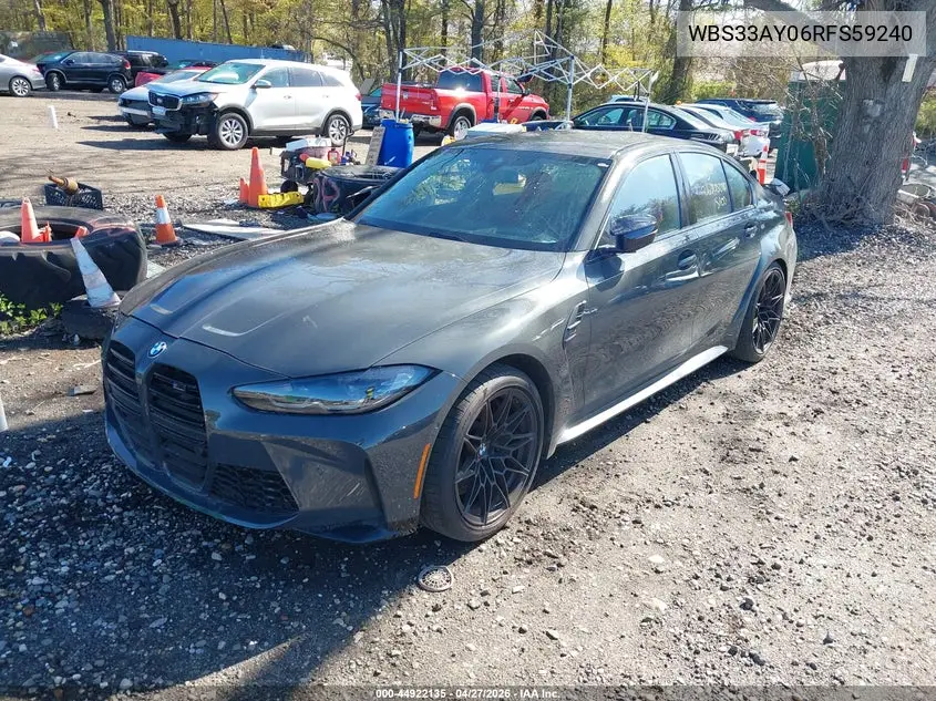 2024 BMW M3 Competition VIN: WBS33AY06RFS59240 Lot: 44922135