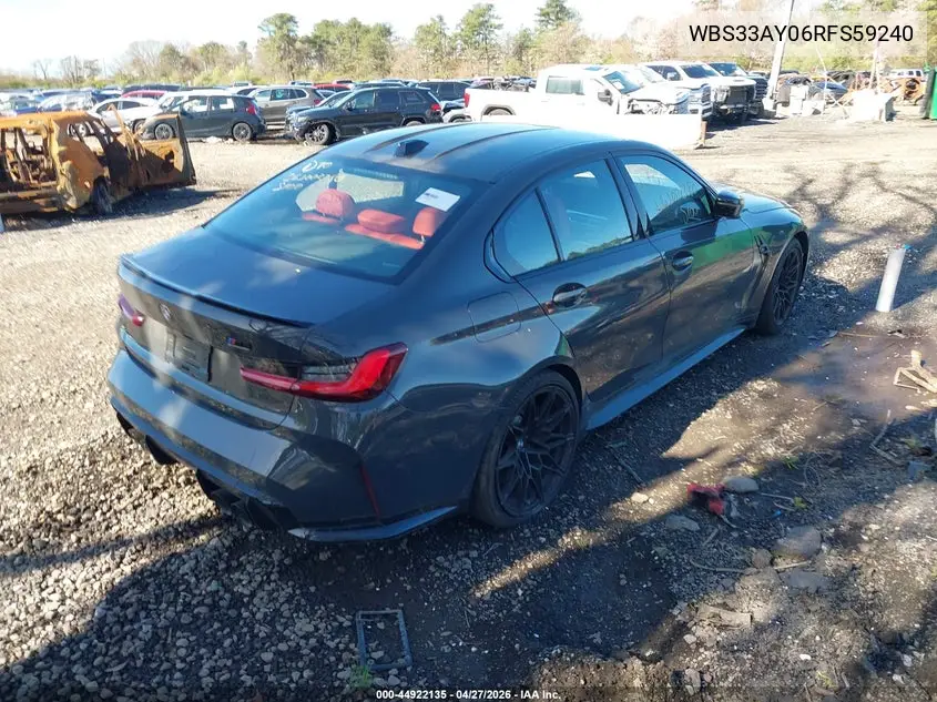 2024 BMW M3 Competition VIN: WBS33AY06RFS59240 Lot: 44922135