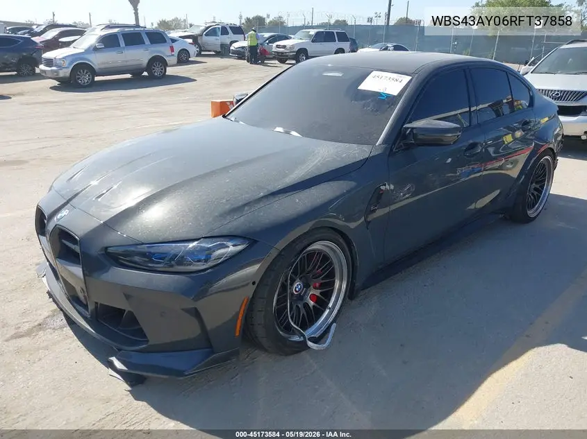 2024 BMW M3 Competition xDrive VIN: WBS43AY06RFT37858 Lot: 45173584