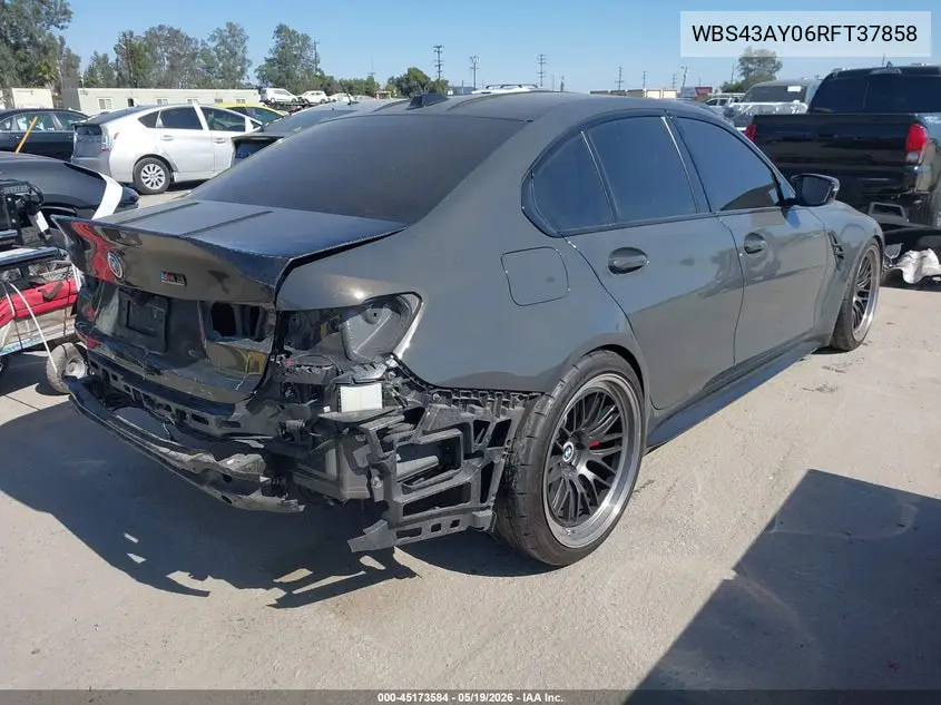 2024 BMW M3 Competition xDrive VIN: WBS43AY06RFT37858 Lot: 45173584