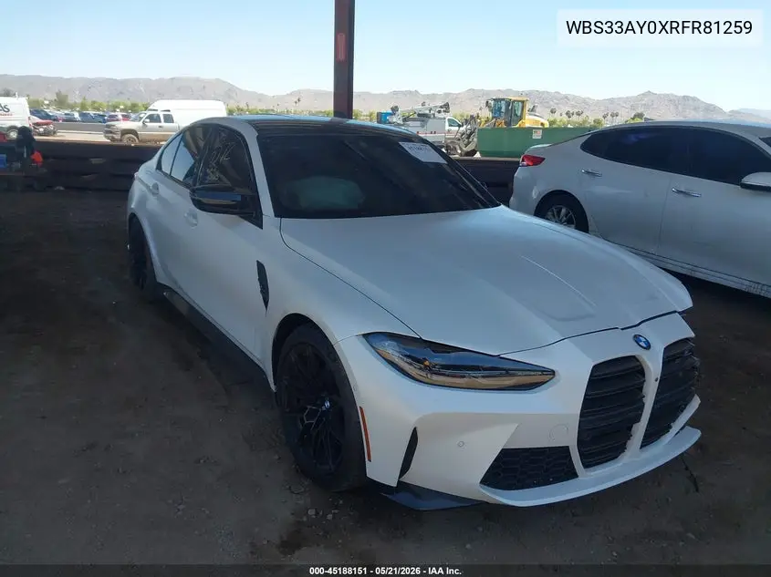 2024 BMW M3 Competition VIN: WBS33AY0XRFR81259 Lot: 45188151