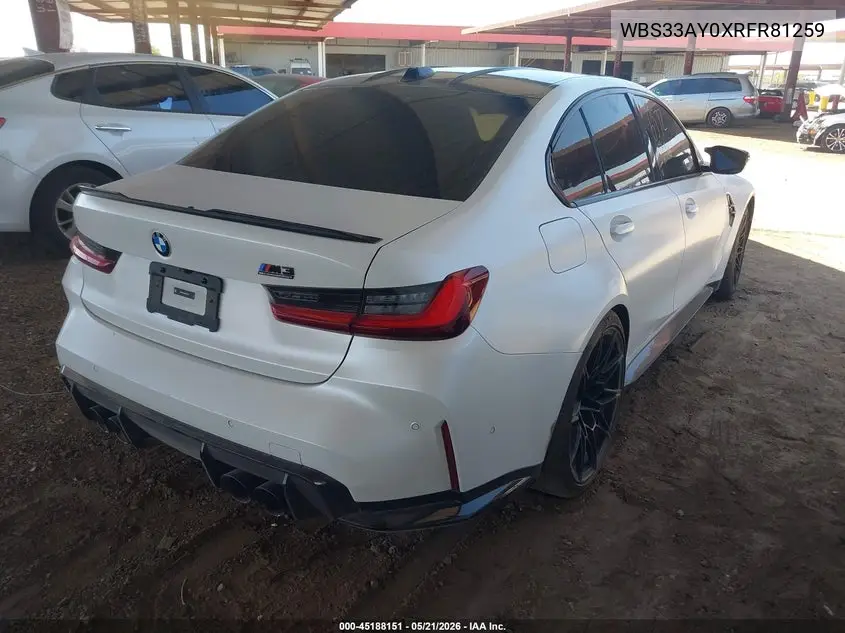 2024 BMW M3 Competition VIN: WBS33AY0XRFR81259 Lot: 45188151