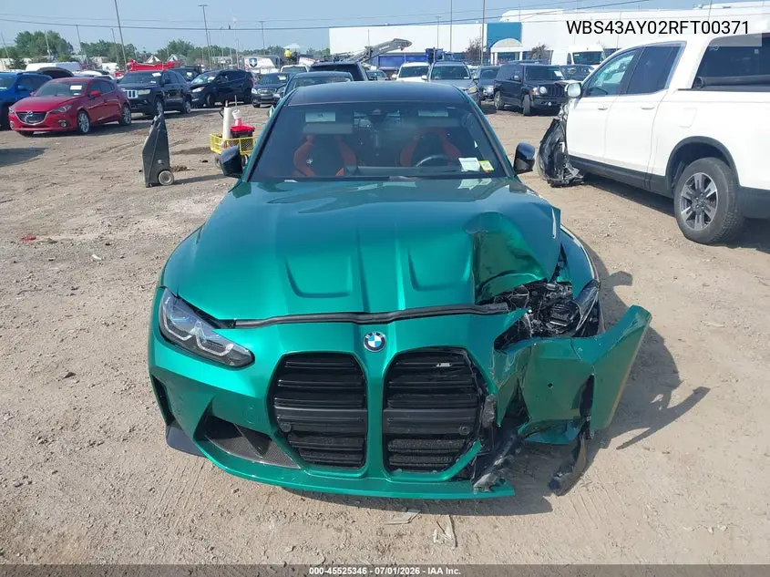 2024 BMW M3 Competition xDrive VIN: WBS43AY02RFT00371 Lot: 45525346