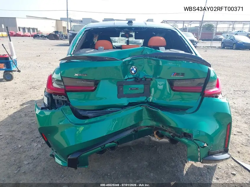 2024 BMW M3 Competition xDrive VIN: WBS43AY02RFT00371 Lot: 45525346