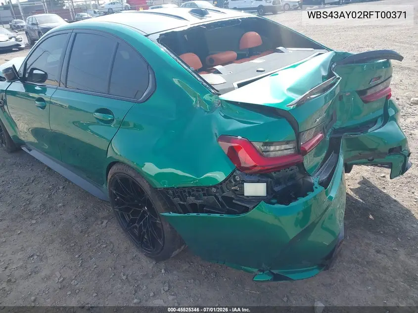 2024 BMW M3 Competition xDrive VIN: WBS43AY02RFT00371 Lot: 45525346