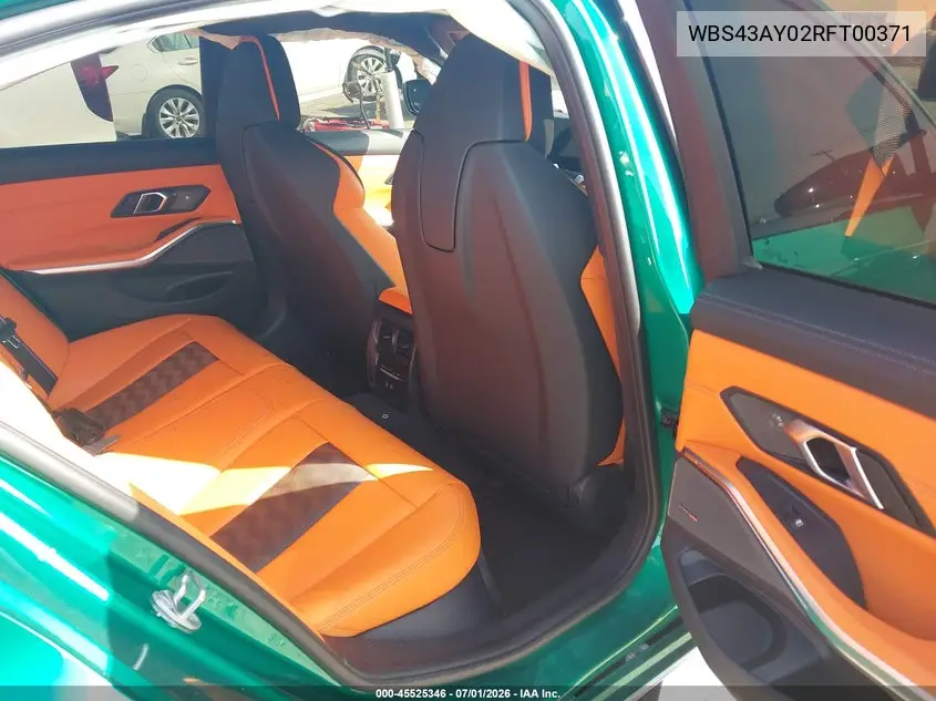 2024 BMW M3 Competition xDrive VIN: WBS43AY02RFT00371 Lot: 45525346