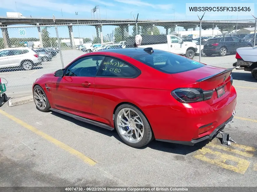 2015 BMW M4 VIN: WBS3R9C55FK335436 Lot: 40074730