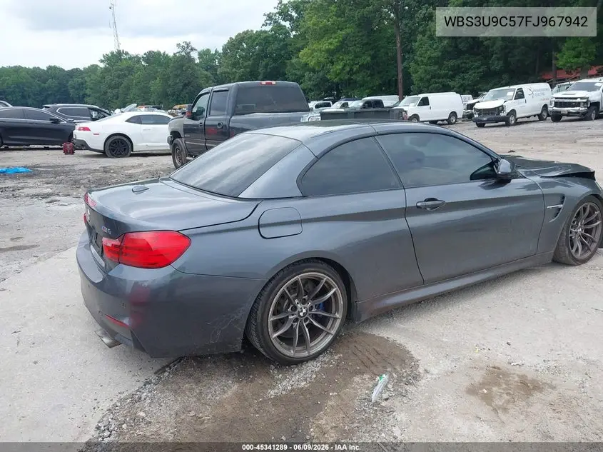 2015 BMW M4 VIN: WBS3U9C57FJ967942 Lot: 45341289