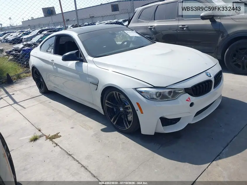 2015 BMW M4 VIN: WBS3R9C59FK332443 Lot: 45523030