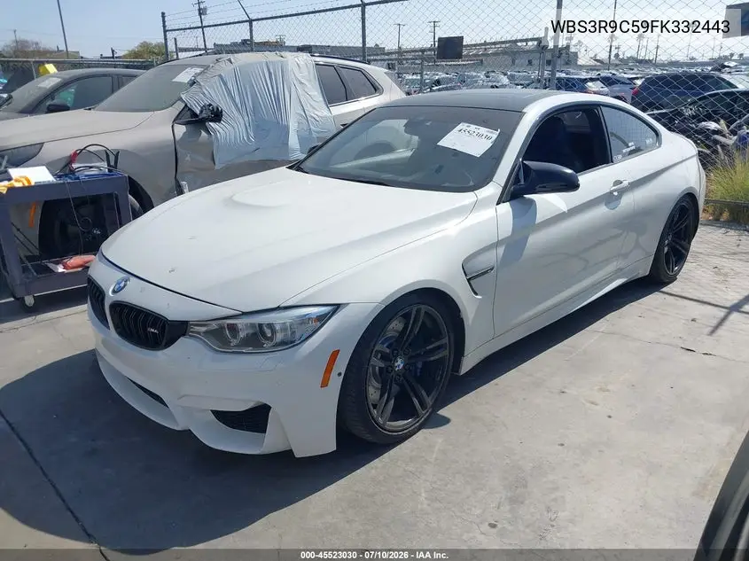 2015 BMW M4 VIN: WBS3R9C59FK332443 Lot: 45523030