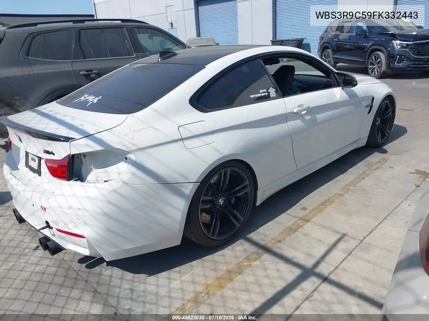 2015 BMW M4 VIN: WBS3R9C59FK332443 Lot: 45523030