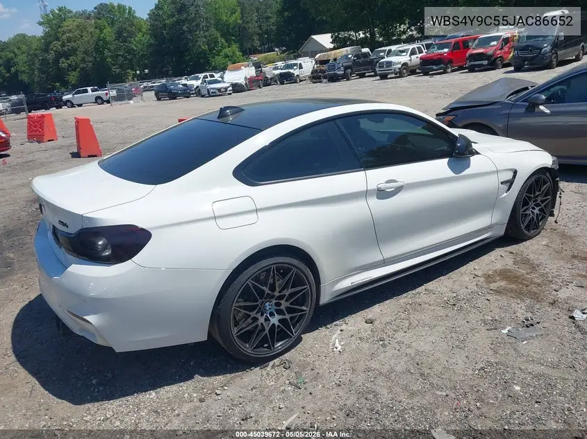 2018 BMW M4 VIN: WBS4Y9C55JAC86652 Lot: 45039672