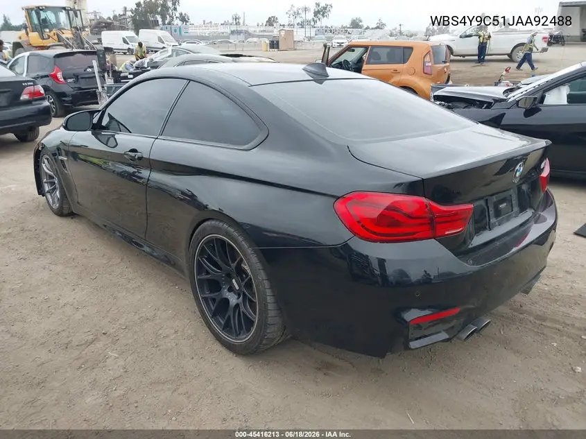 2018 BMW M4 VIN: WBS4Y9C51JAA92488 Lot: 45416213