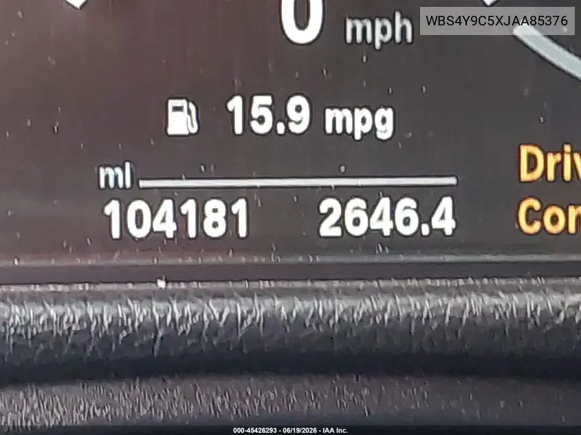 2018 BMW M4 VIN: WBS4Y9C5XJAA85376 Lot: 45426293
