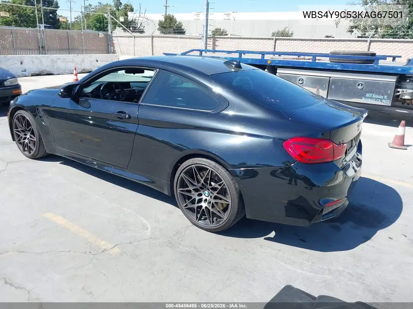 2019 BMW M4 VIN: WBS4Y9C53KAG67501 Lot: 45486495