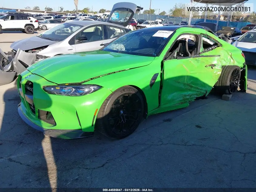 2021 BMW M4 VIN: WBS53AZ00MCG80181 Lot: 44585847
