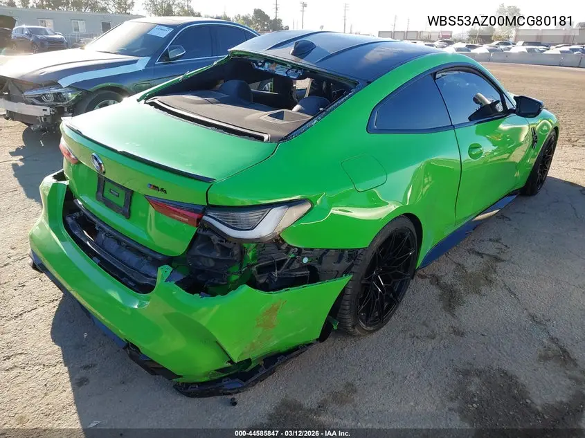 2021 BMW M4 VIN: WBS53AZ00MCG80181 Lot: 44585847