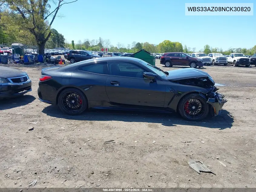 2022 BMW M4 Competition VIN: WBS33AZ08NCK30820 Lot: 45074990