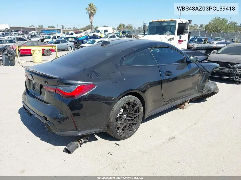 2023 BMW M4 Competition xDrive VIN: WBS43AZ03PCL39418 Lot: 45632859