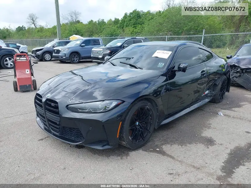 2024 BMW M4 Competition VIN: WBS33AZ08RCP07672 Lot: 44778194