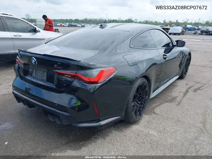 2024 BMW M4 Competition VIN: WBS33AZ08RCP07672 Lot: 44778194