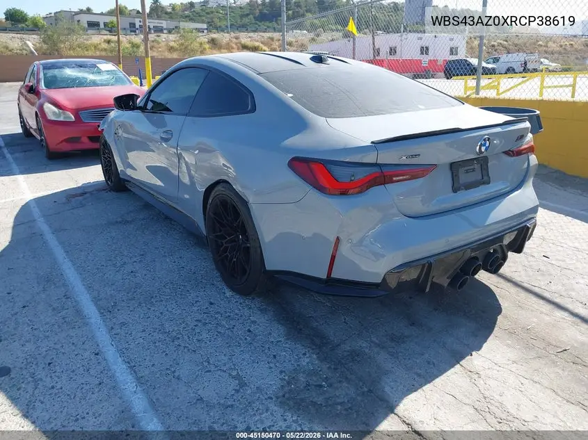 2024 BMW M4 Competition xDrive VIN: WBS43AZ0XRCP38619 Lot: 45150470