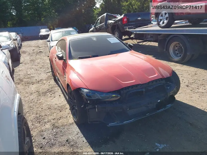 2024 BMW M4 Competition xDrive VIN: WBS43AZ09RCP71417 Lot: 45376959