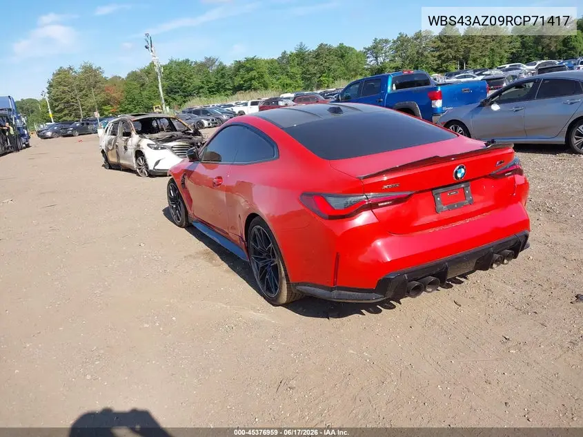 2024 BMW M4 Competition xDrive VIN: WBS43AZ09RCP71417 Lot: 45376959