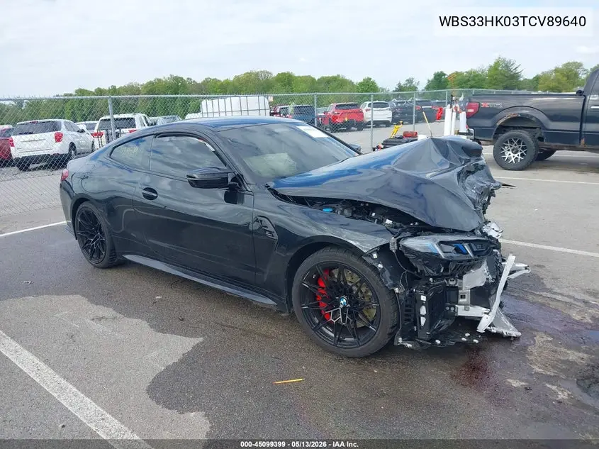 2026 BMW M4 Competition xDrive VIN: WBS33HK03TCV89640 Lot: 45099399