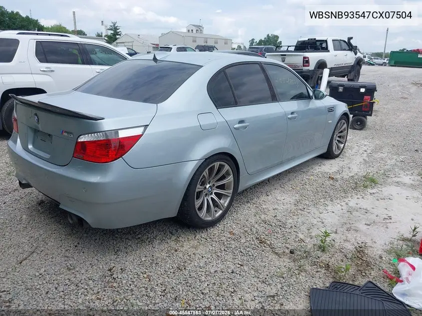 2007 BMW M5 VIN: WBSNB93547CX07504 Lot: 45547563
