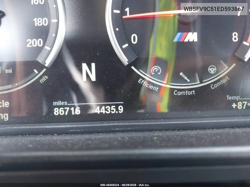 2014 BMW M5 VIN: WBSFV9C51ED593867 Lot: 45488224