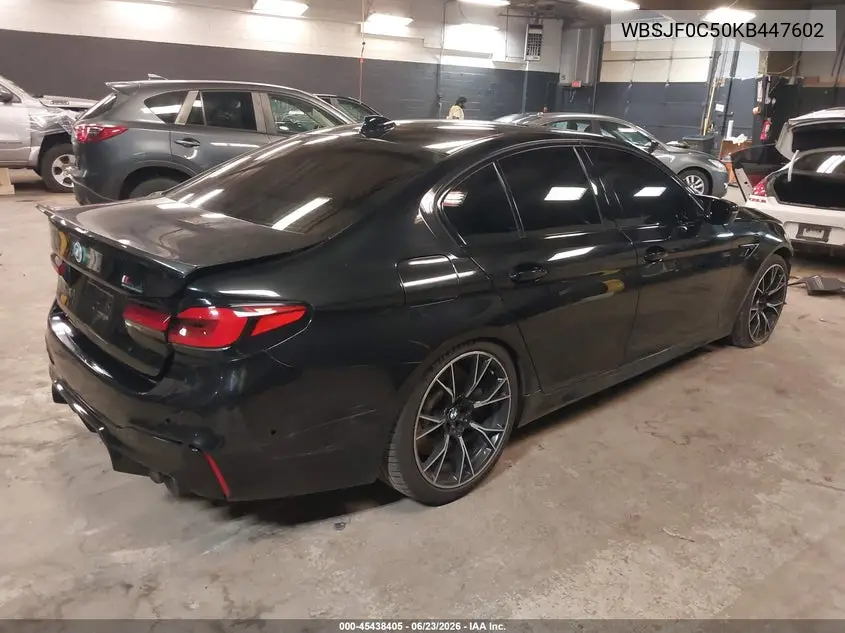 2019 BMW M5 Competition VIN: WBSJF0C50KB447602 Lot: 45438405